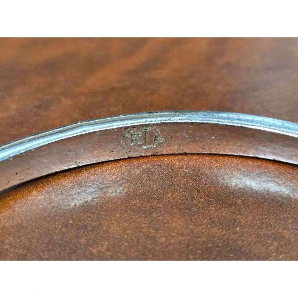 Ralph Lauren RL Silver Tone Wavy Bangle Bracelet Set of 3 Designer Stackable